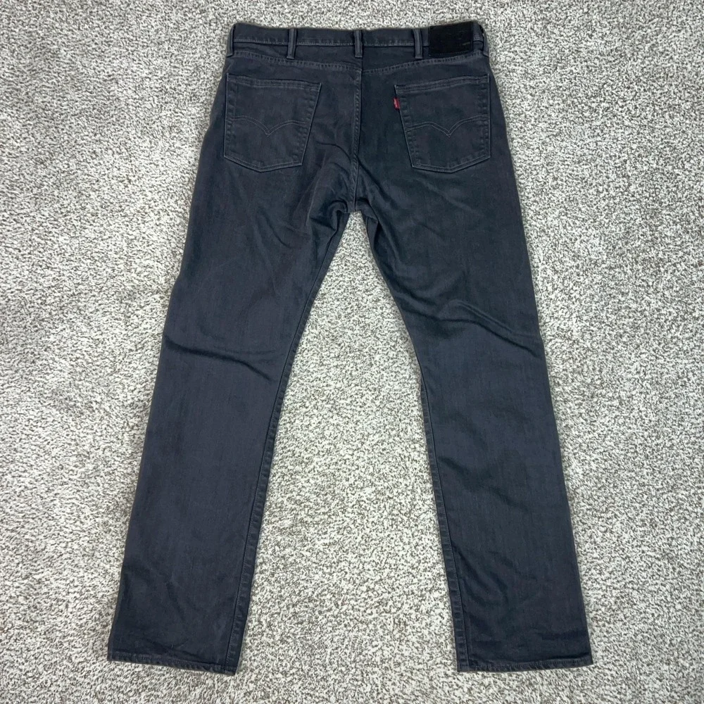 Levis 513 Jeans Mens 38x34 Gray Slim Straight Stretch Denim Charcoal Wash Casual